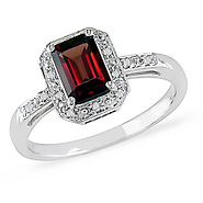 0.06 CTW 10K White Gold Diamond & 1.25 CT TGW Garnet Fashion Ring