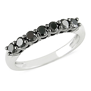 0.50 CTW 10K White Gold Black Diamond Anniversary Ring