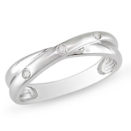 Sterling Silver 0.06 CTW Diamond Bezel Set Fashion Ring