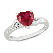 Sterling Silver 0.01 CTW Diamond & 1 5/8 CT TGW Synthetic Ruby Heart Ring
