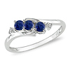 10K White Gold 0.018 CTW Diamond & 0.40 CT TGW Synthetic Sapphire 3 Stone Ring