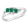 10K White Gold 0.018 CTW Diamond & 1/3 CT TGW Synthetic Emerald 3 Stone Ring