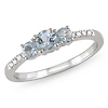 10K White Gold 0.04 CTW Diamond & 0.50 CT TGW Aquamarine 3 Stone Ring