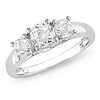10K White Gold 1.33 CT TGW Synthetic White Sapphire 3 Stone Ring