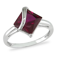 3.06 CT TGW Synthetic Ruby Fashion Ring 10K White Gold