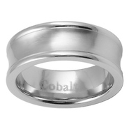 7mm Concave Brushed & Polished Cobalt Wedding Band