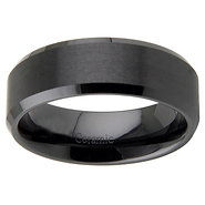 8mm Black Ceramic Beveled Edge Wedding Band