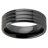 8mm Black Ceramic Polished Wedding Band