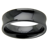 8mm Black Ceramic Polished Concave Wedding Band