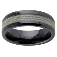 black ceramic ring with carbon fiber inlay