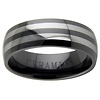 8mm Black Ceramic Two Row Tungsten Inlay Wedding Band