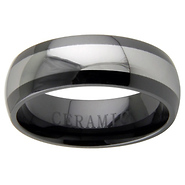 8mm Ceramic Domed Tungsten Inlay Wedding Band