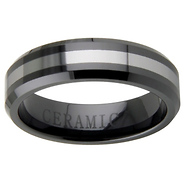 6mm Ceramic Beveled Edge Tungsten Inlay Wedding Band