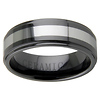 8mm Black Ceramic Tungsten Inlay Step Down Wedding Band