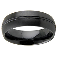 8mm Black Ceramic Double Groove Wedding Band