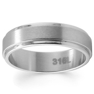 6mm Stainless Steel Step Down Wedding Band