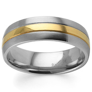 7mm Stainless Steel Gold Inlay Wedding Band