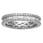 18k Round and Baguette Diamond Eternity Band 1.75ct