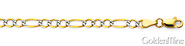 3.5mm 14K Gold White Pave Figaro Chain