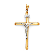 Large 14K Two Tone Gold Crucifix