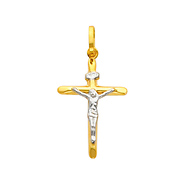 Mini 14K Two Tone Gold Slender Crucifix