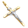 Large 14K Two Tone Gold Slender Crucifix