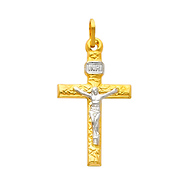 Medium 14K Two Tone Gold Italian Crucifix