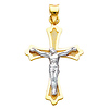 14K Two Tone Gold Italian Crucifix Religious Charm Pendant