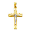 14K Two Tone Gold Classic Crucifix Religious Charm Pendant