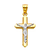 14K Two Tone Diamond Cut Crucifix