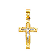 14K Two Tone Gold Light Crucifix