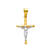 14K Two Tone Gold Mini Crucifix Religious Charm Pendant
