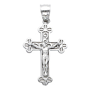 14K White Gold Fancy Crucifix