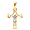14K Two Tone Gold Diamond Cut Fancy Crucifix