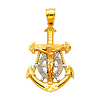 14K 3 Tri Color Gold Jesus Crucifix Anchor Religious Charm Pendant