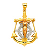 14K 3 Tri Color Gold Jesus Crucifix Anchor Religious Charm Pendant