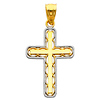 14K Two Tone Gold Fancy Religious Cross Charm Pendant