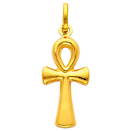 14K Yellow Gold Religious Medium Ankh Cross Charm Pendant