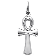 14K White Gold Religious Medium Ankh Cross Charm Pendant