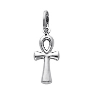 14K White Gold Religious Small Ankh Cross Charm Pendant