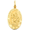14K Yellow Gold Large Religious Saint Christopher Medal Charm Pendant