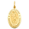 14K Yellow Gold Religious Saint Florian Medal Charm Pendant