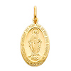 14K Yellow Gold Large Religious Miraculous Mary Medal Charm Pendant