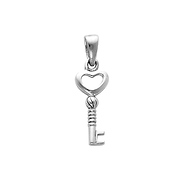 14K White Gold Tiny Key to My Heart Charm Pendant