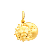 14K Yellow Gold  Sun & Moon Charm Pendant