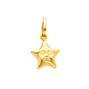 14K Yellow Gold Face Star Charm Pendant