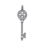 14K White Gold CZ Cubic Zirconia Key Charm Pendant