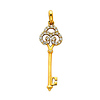 14k Yellow Gold Key CZ Charm Pendant