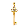 14K Yellow Gold CZ Cubic Zirconia Key Charm Pendant