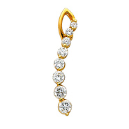 14K Yellow Gold CZ Cubic Zirconia Journey Charm Pendant